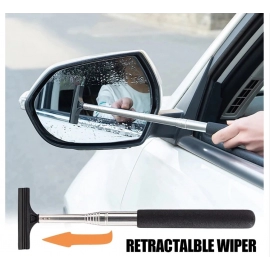 Car Rearview Mirror Wiper Retractable Portable Rainy Cleaning Supplies Rearview Mirror Water Remover Glass Rain Cleaning Tool