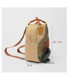 Kindergarten Children Backpack Embroidery Sun Long Neck Small Dinosaur Animal-shaped Bag Embroidered Cartoon Canvas Backpack