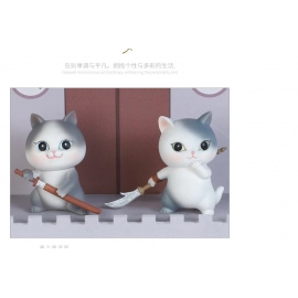 Funly Kung Fu Kitten Figurine Ornaments Cute Magic Cat Resin Crafts Blind Box Home Kid's Room Decoration Couple Birthday Gift