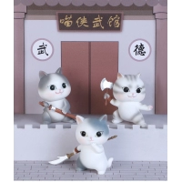 Funly Kung Fu Kitten Figurine Ornaments Cute Magic Cat Resin Crafts Blind Box Home Kid's Room Decoration Couple Birthday Gift
