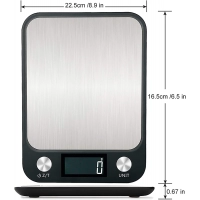 Kitchen Scale 15Kg/1g Weighing Food Coffee Balance Smart Electronic Digital Scales Stainless Steel Design for Cooking and Baking