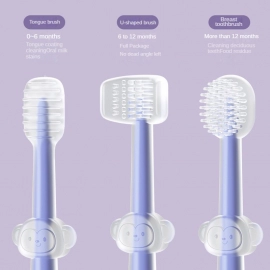 3pcs Baby Teeth Oral Care Cleaning Set Infant Silicone Toothbrush Kids 360 Degree Soft Oral Tongue Coating Care Cleaning Board