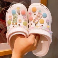 charm set shoe decorations candy color resign acrylic chain bear bowknot accessories JIBZ buckle unisex gift